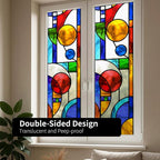 Original Hand Drawn Faux Stained Glass Window Film, Double-Sided Static Film - Image 7