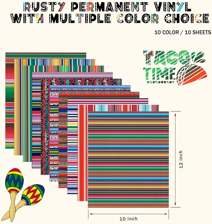 Tintnut Mexico Pattern Permanent Vinyl Cinco De Mayo Adhesive Vinyl | Easycut & - Image 2