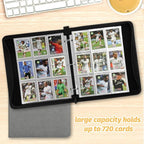 GERMUN 3 Ring 9 Pocket Zipper Card Binder, 720 Double Sided Standard PU Trading - Image 8