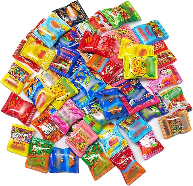 50 Pcs Miniature Snacks Food Mini Resin Potato Chips Set Mini Candy Bags Store by Unknown