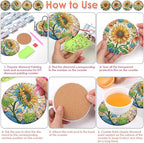 ijbnhd 8 PCS Sunflower Diamond Painting Coasters | Sunflower Diamond Art - Image 6