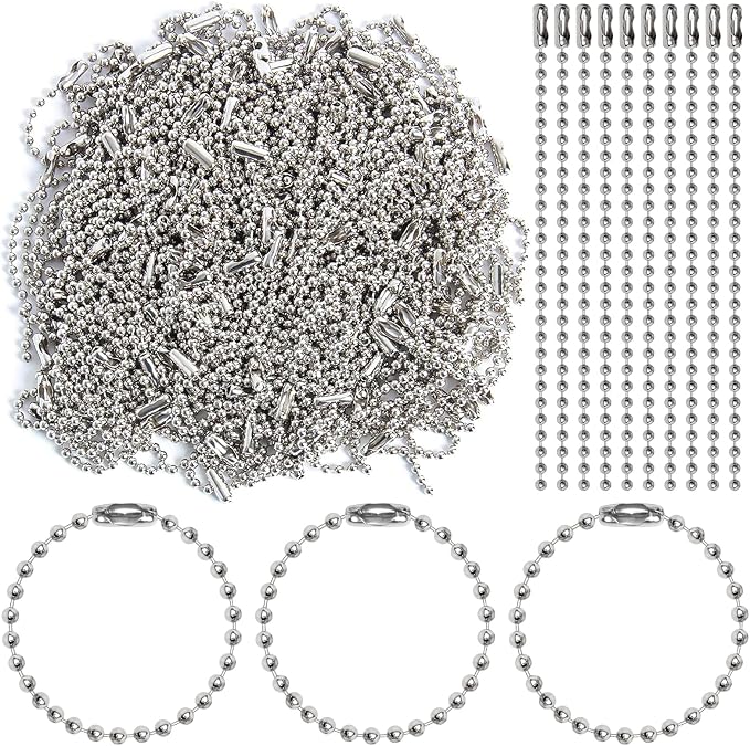 200 pcs 100 mm Long Bead Connector Clasp Ball Chains Keychain Tag Keychain Ball by HAPY+SHOP