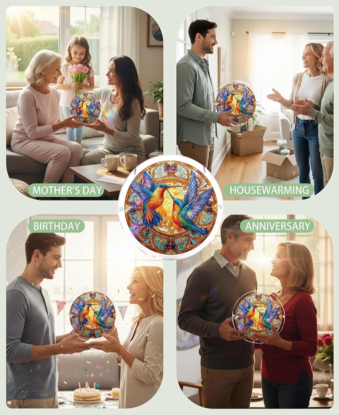 Acrylic Puzzle Suncatcher, Double Hummingbird Sun Catcher - Image 4