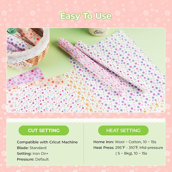 HTVRONT Floral HTV Heat Transfer Vinyl, 11 Packs Iron on Vinyl - Image 2