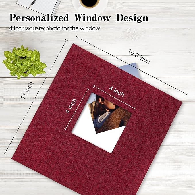 potricher Large Photo Album Self Adhesive 4x6 5x7 8x10 Pictures Linen Cover 80 - Image 2