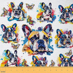 Cartoob Dogs Fabric by The Yard, Watercolor Puppy Pet Fabrics, Rustic Butterfly by CastleFairy