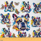 Cartoob Dogs Fabric by The Yard, Watercolor Puppy Pet Waterproof Fabrics by CastleFairy