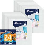 Canvas Panels 11x14 Inch 24-Pack, 10 oz Primed 100% Cotton Canvases by Artkey