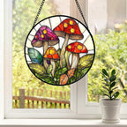 DASTOLL Stained Glass Window Hanging, Mushroom Leaves Suncatcher - Image 5
