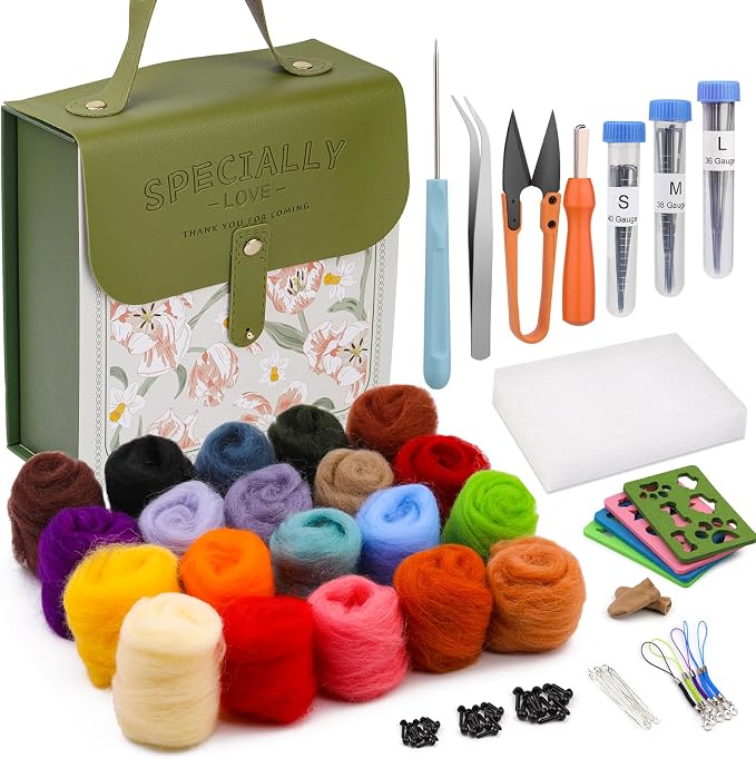 Mayboos Needle Felting Kit, Wool Roving 20 Colors Set | Wool Felting Kit Felt by Mayboos