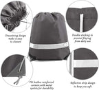 BeeGreen 20-Piece Grey Drawstring Backpacks, Reflective Cinch Sacks, DIY Blank - Image 4