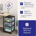 HOMZ 2-Pack Drawer Tower, 3-Tier Clear Plastic Storage Organizer Cart, and - Image 5