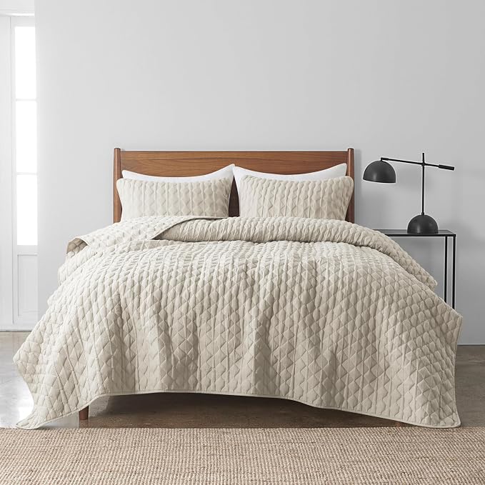 WDCOZY Light Beige Oversized California Cal King Size Quilt Bedding Set - Image 2