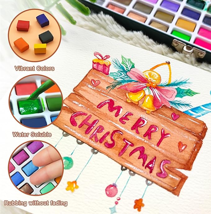 Artecho Watercolor Paint Set 50 Colors, Travel Watercolor Set - Image 5