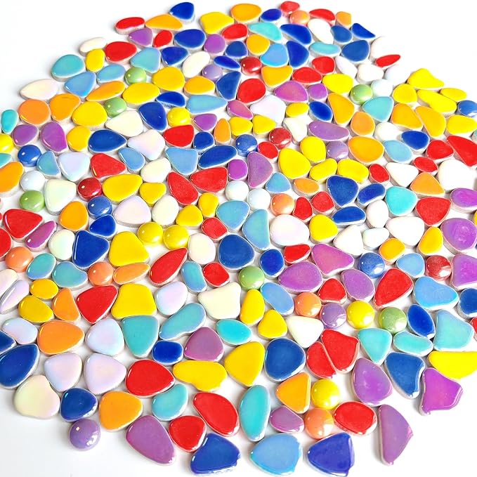 1.1 LB Ceramic Mosaic Tiles for Crafts Bulk, Mosaic Making Supplies, Iridescent - Image 3