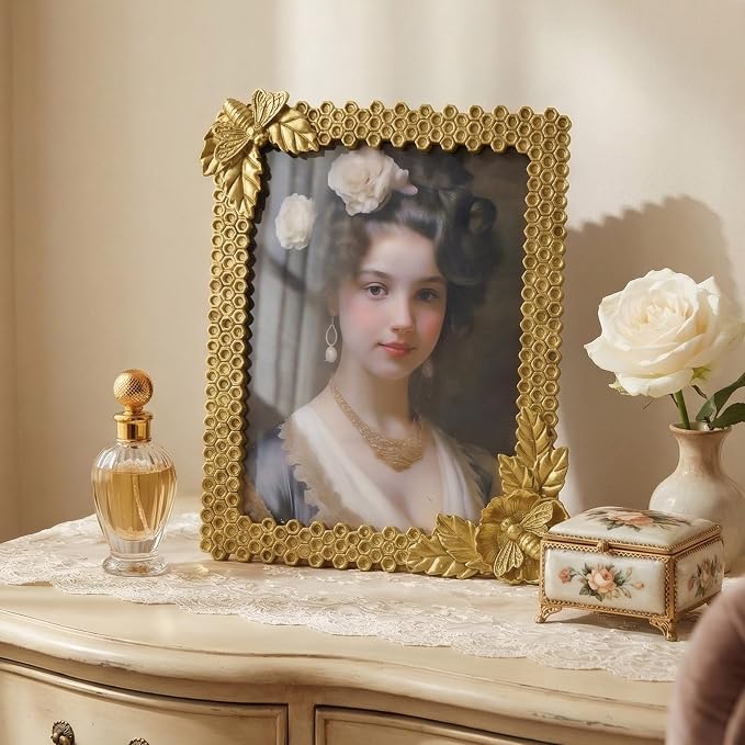 Cuspin 8x10 Frame Gold Bee Picture Frame, Vintage Decorative Resin Photo Frame - Image 4