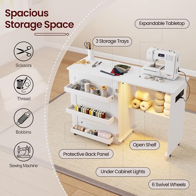 Lvifur Lighted Folding Sewing Table - - Image 5