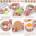 ijbnhd 8 Pcs Christmas Diamond Painting Coasters Kits Diamond Art Coasters | - Image 6