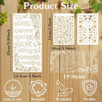 19 Pcs Stencils for Crafts Reusable, Journaling Stencils, Music Sheet, - Image 2
