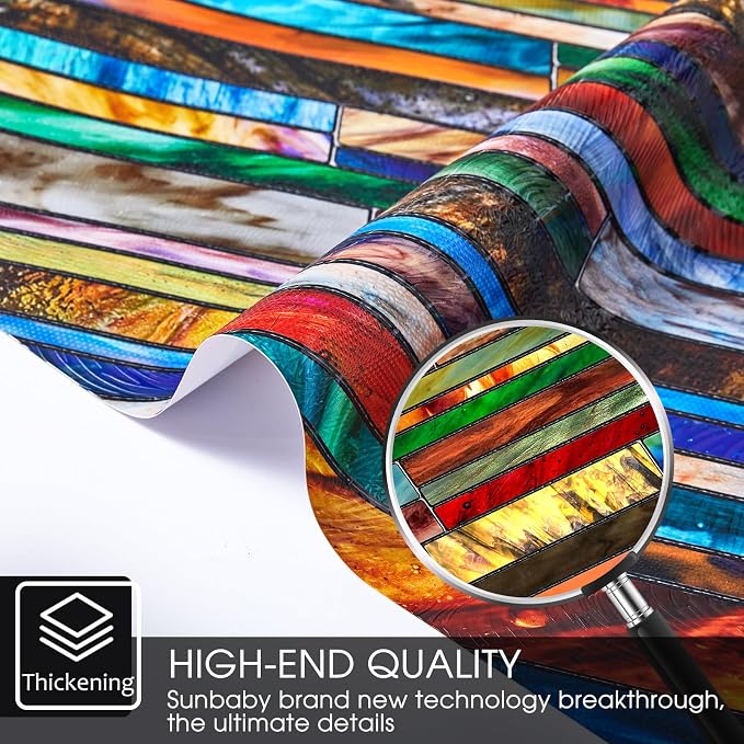 Coavas Stained Glass Window Film: Upgrade 3D Rainbow Window Clings Sun Blocking - Image 6