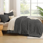 Andency Dark Grey Oversized Super King Comforter Set 120x120, Extra Large King - Image 7