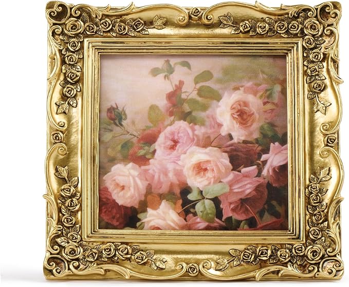 Cuspin 6x6 Gold Picture Frame Square, Vintage Ornate Resin Photo Frame - Image 9