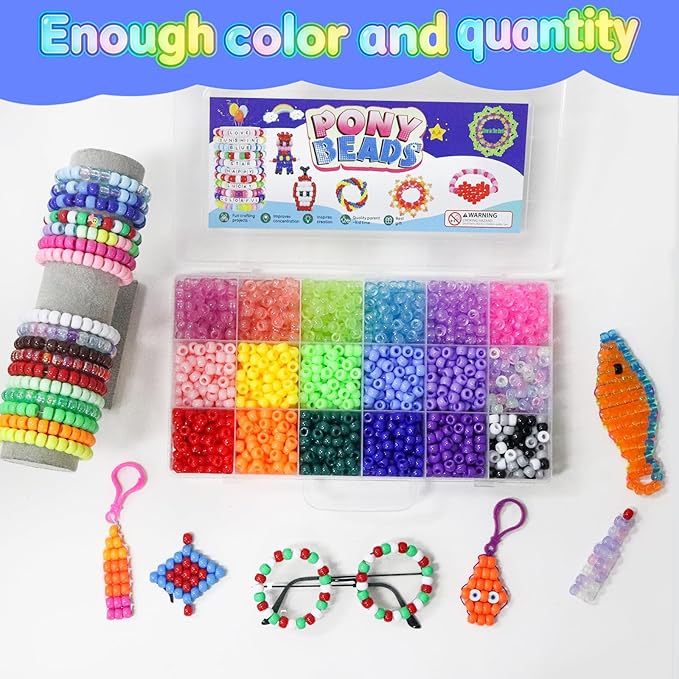 2400Pcs Glow in The Dark Pony Beads Bulk, 20 Colors Rainbow Kandi Bead - Image 6