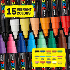 posca Acrylic Paint Markers, 8K Broad Bold Thick Chisel Tips, Artist - Image 2