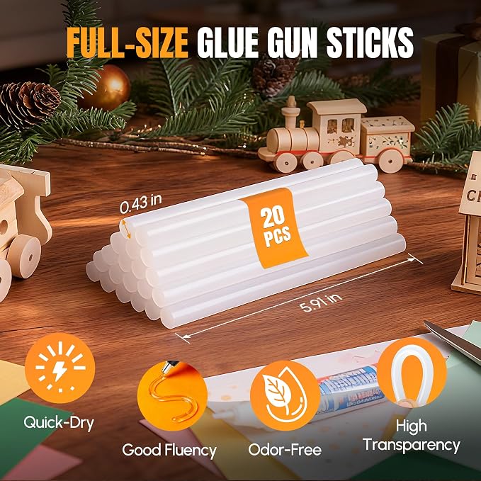 WORKPROX Cordless Hot Glue Gun, 20V Rechargeable Full-Size Kit | 90min Runtime - Image 3