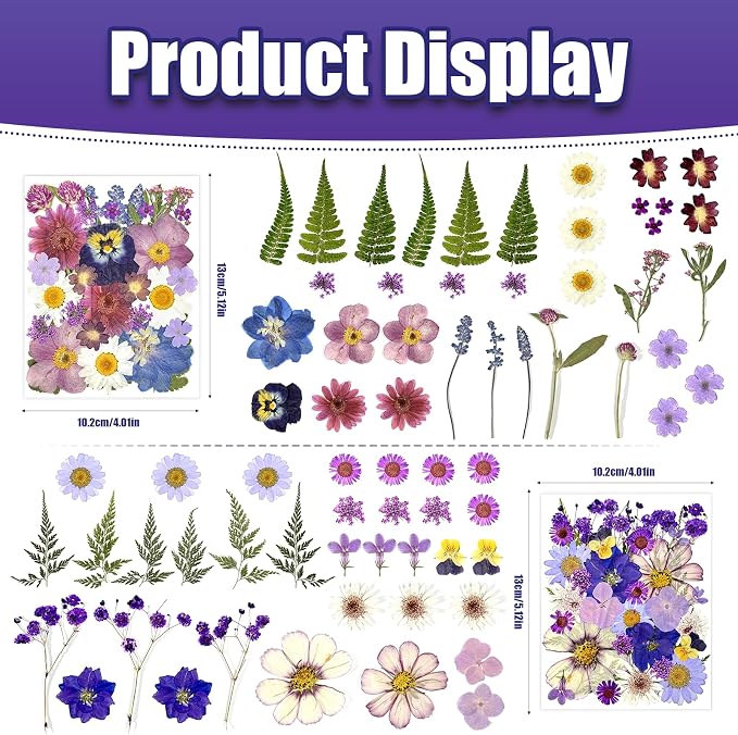 140Pcs Pressed Dried Flowers and Leaves Real Natural Dried Flowers - Image 3