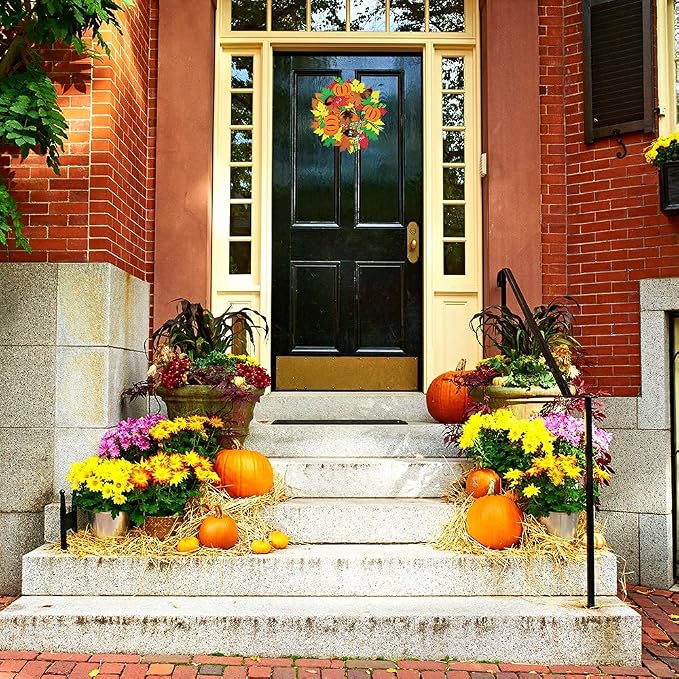 Supla 12 Kits 3D Pumpkin Fall Leaf Wreath Craft Kit DIY Thanksgiving Wreath - Image 8