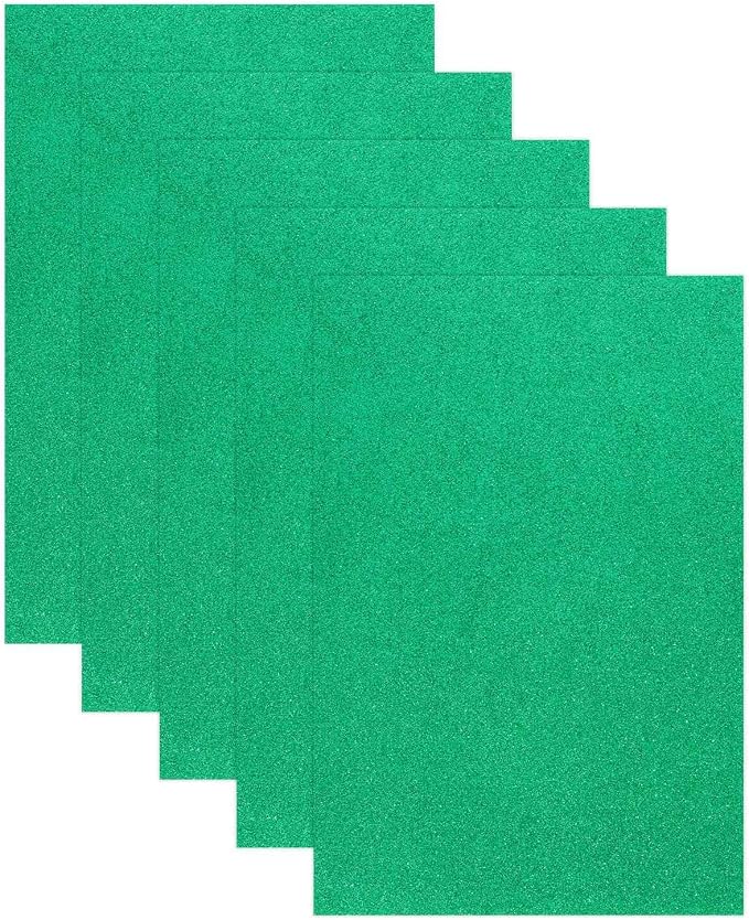 MECCANIXITY 5 Sheets Dark Green Shiny Foam Sheets, 8 Inch x 12 Inch Sparkle EVA by MECCANIXITY