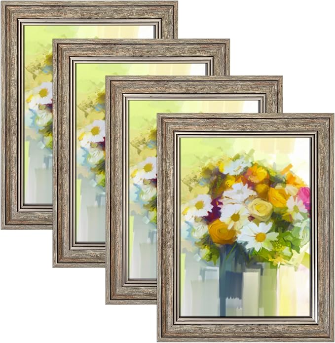 LUCKYLIFE 8x10 Picture Frame Set of 4, Rustic Brown Picture Frames by LUCKYLIFE