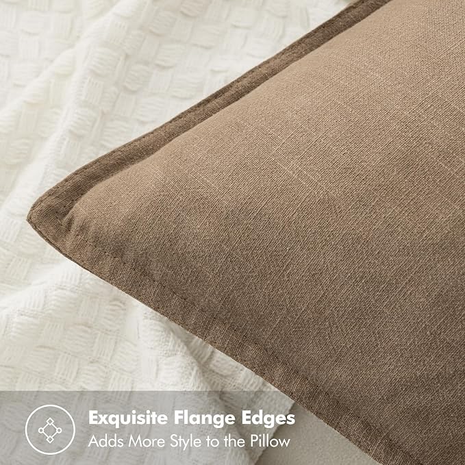 MIULEE Decorative Linen Euro Sham Pillow Covers 26x26 Khaki Boho Farmhouse - Image 2