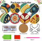 Zythron 8 Pack Diamond Art Coasters Kits, Flowers Diamond Painting Coasters | - Image 2