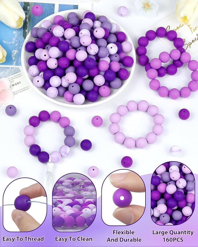 160PCS FIVEIZERO 12mm Silicone Beads - Image 3