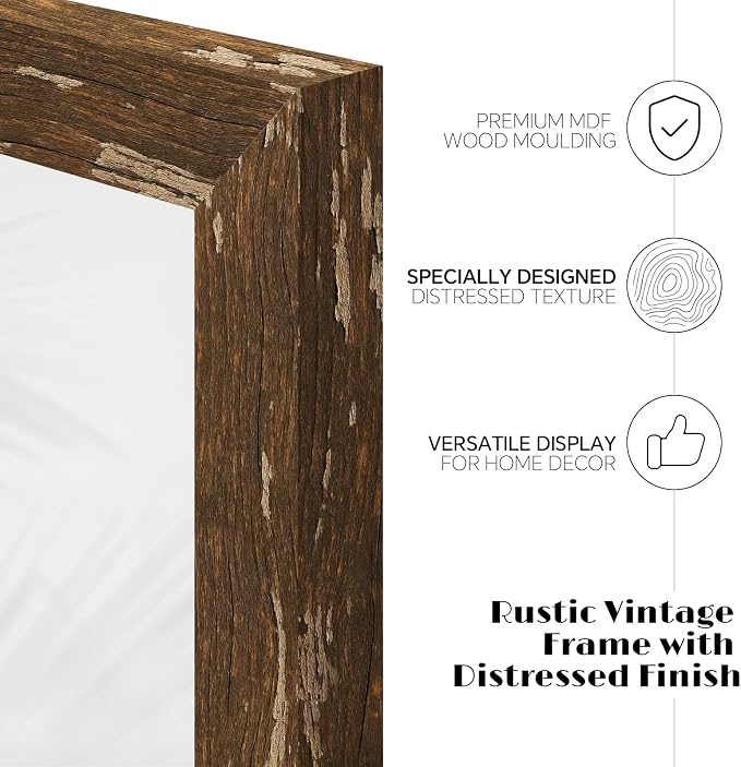 puthiac 8x10 Rustic Farmhouse Picture Frame, Warm Walnut, 1 Pack | Distressed - Image 3
