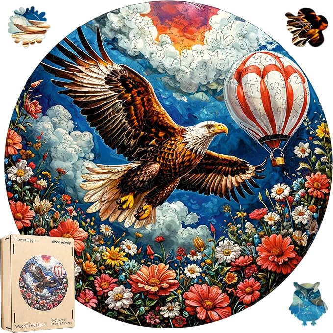 Reouinty Wooden Puzzle for Adults 500 Pieces, Flower Eagle Puzzle, Beautiful - Image 8