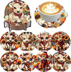Axquilon 8 Pcs Highland Cow Diamond Art Coasters Kit by Axquilon