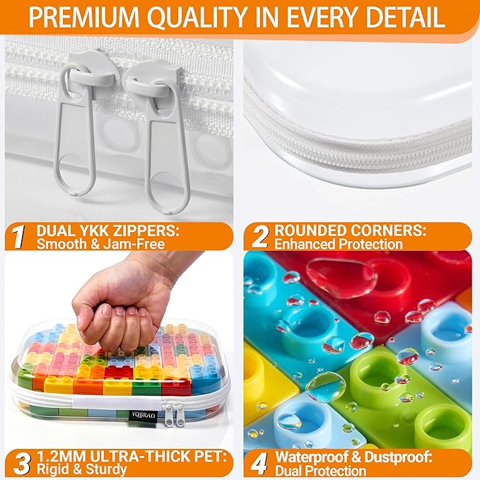 YQBRAO 3-Pack Large Clear Hard Shell Zipper Case, 1.2mm Rigid Toy & Cosmetic - Image 5