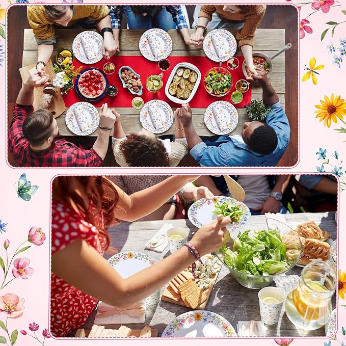 Pickmesh 400 Pcs Wildflower Party Supplies Floral Baby in Bloom Tableware - Image 5