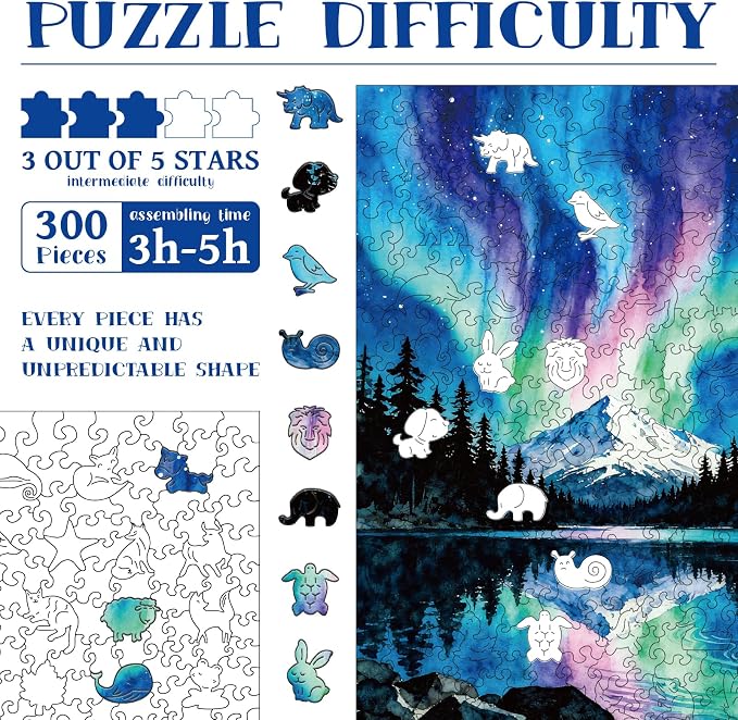 300pcs Wooden Puzzles for Adults Unique Animal Shaped Pieces | Colorful Funny - Image 3