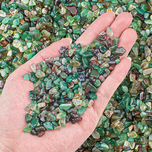 0.5 Lb/230g Green Agate Aquarium Gravel Rocks Crushed Stone Crystal Chips Bulk by EZEELAI