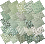 25 Pcs Sage Green Cotton Fabric Squares, 10 x 10 Inch, Precut | 25 assorted by Needbrock