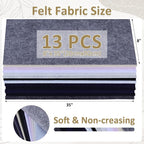 XSEINO 13 Rolls 8"x35" 1.4mm Thick Soft Felt Fabric Sheet 13 Assorted Black - Image 3