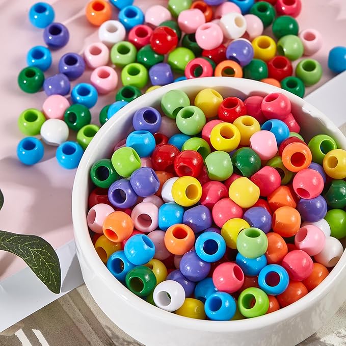 350pcs 12mm Plastics Acrylic Beads DIY Colorful Mix 10 Color Large Hole Pony - Image 8