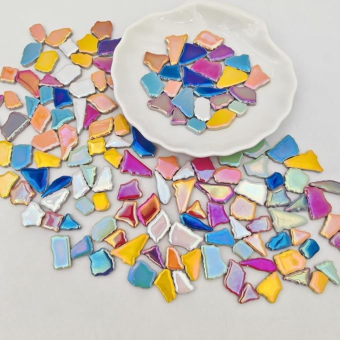 1.1lb Ceramic Mosaic Tiles, Mixed Colour Ceramic Mosaic Pieces - Image 7