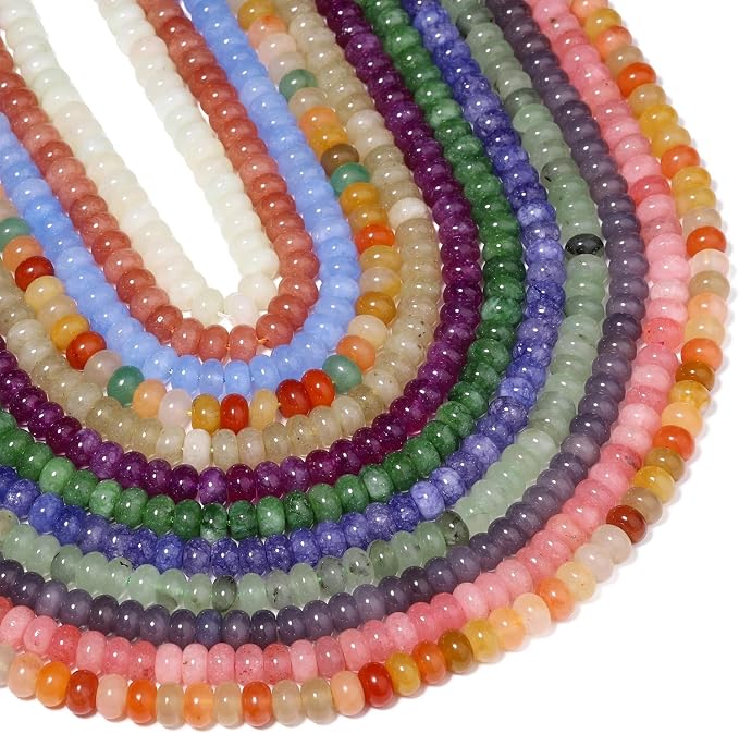 Songxi 5x8mm Natural Green Colored Jade Stone Rondelle Beads, Gemstone - Image 7