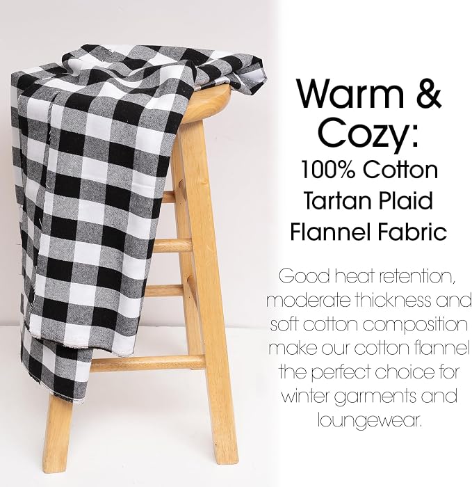 Pico Textiles 15 Yards Bolt Black and White Buffalo Plaid Checkered Flannel - Image 4