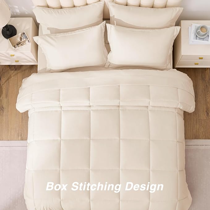 Love's cabin California King Comforter Set Beige, 7 Pieces California King Bed - Image 4